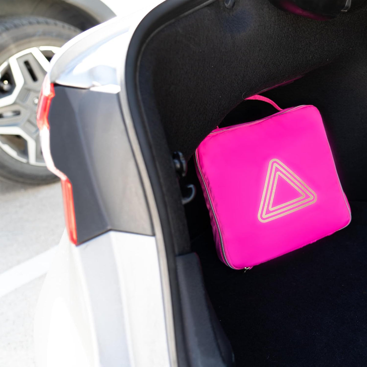 Supercharged Car Emergency Kit – 52-Piece Pink Roadside Safety Tools with Jumper Cables, Flashlight, Escape Tool &amp; First Aid Essentials – Compact Travel Case for Women, New Drivers &amp; Students