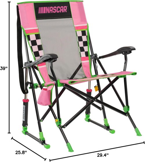 GCI Outdoor Rocking Camping Chair - Portable Folding Design with Armrests & Drink Holder | Pink