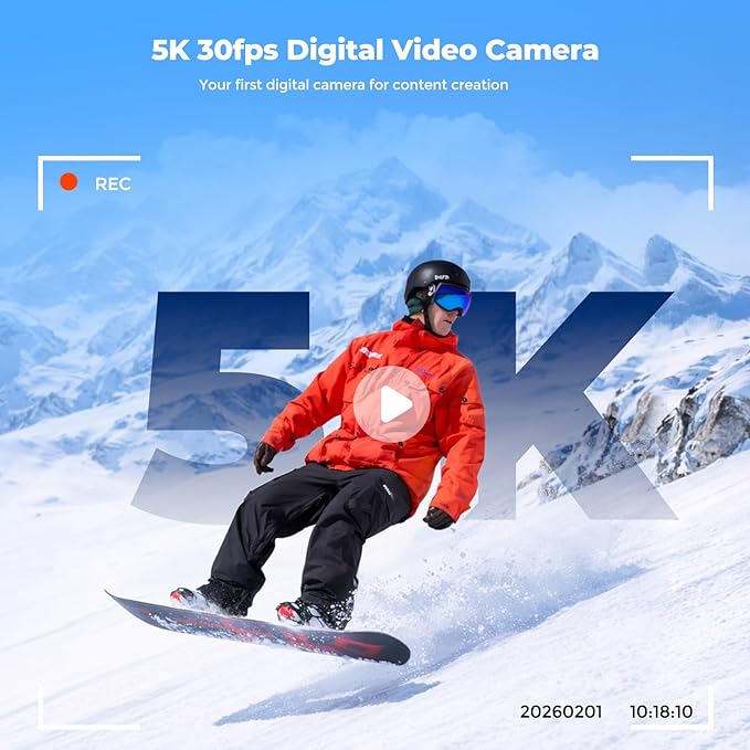 5K Digital Camera for Photography, 72MP Autofocus Point and Shoot Camera