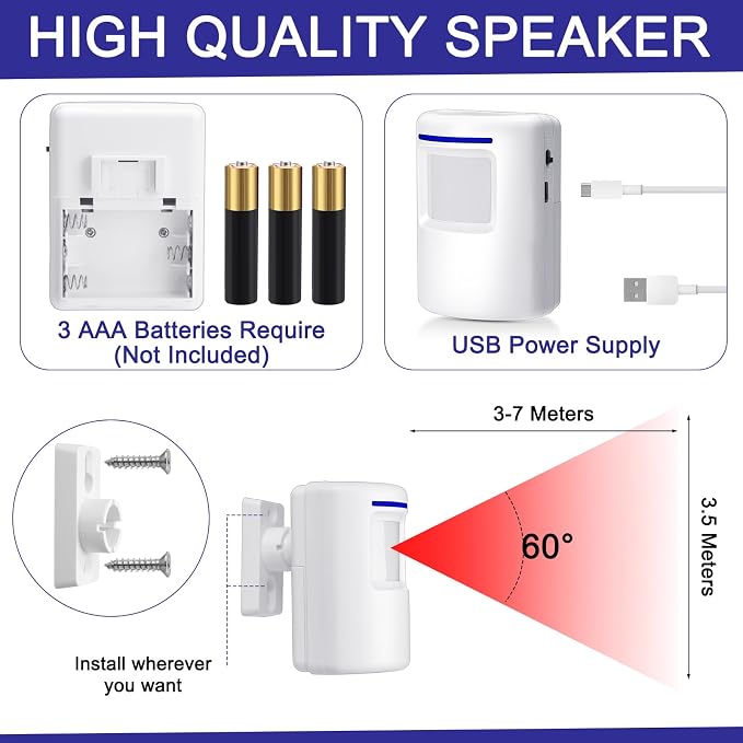 Mimorou Motion Sensor Alarm Wireless Driveway Alarm Indoor Home Motion Detector