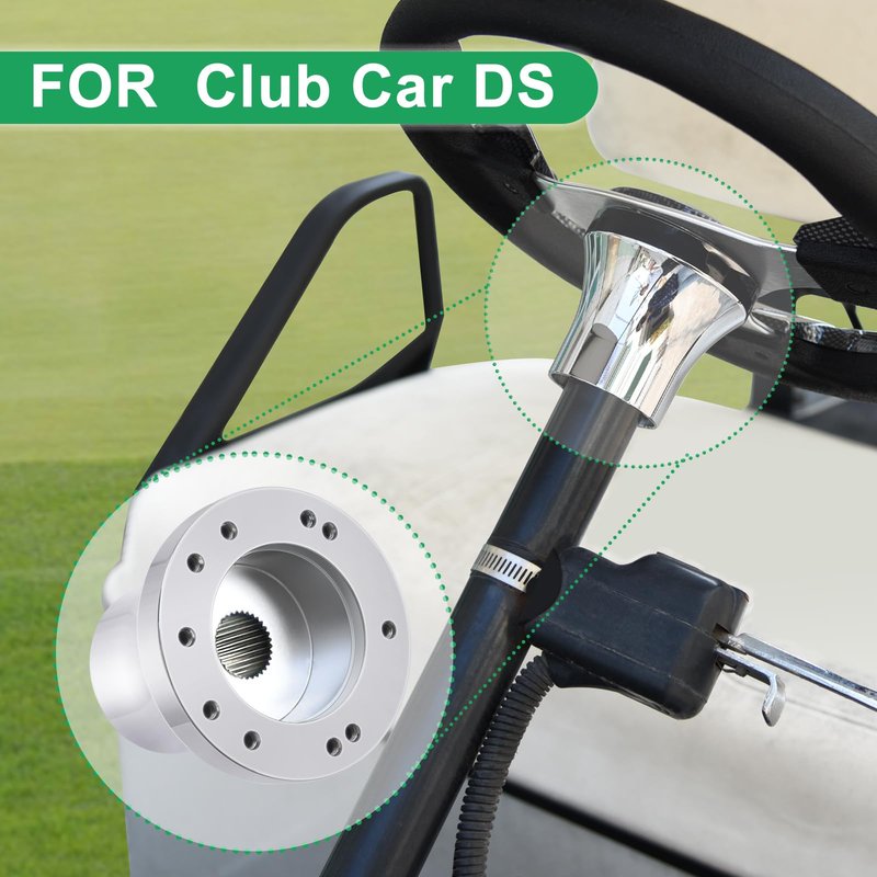 Shu-Ran Golf Cart Steering Wheel Adapter, Golf Cart Steering Wheel Adapter Hub Only for Club Car DS Golf Cart, Silver