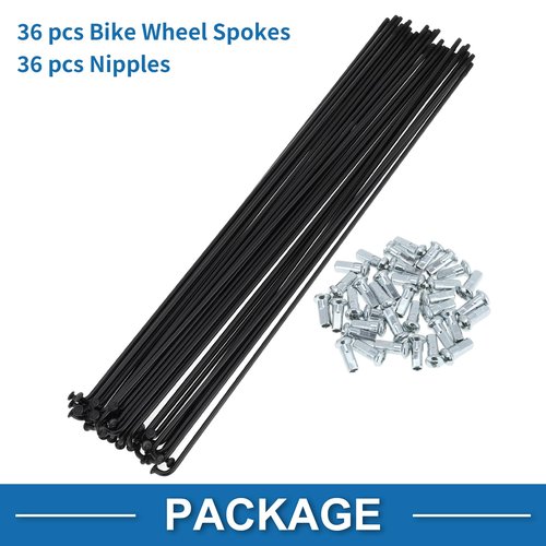 A ABSOPRO Bicycle Spokes 12G 280mm Length Bike Wheel Spokes Carbon Steel Black 1 Set
