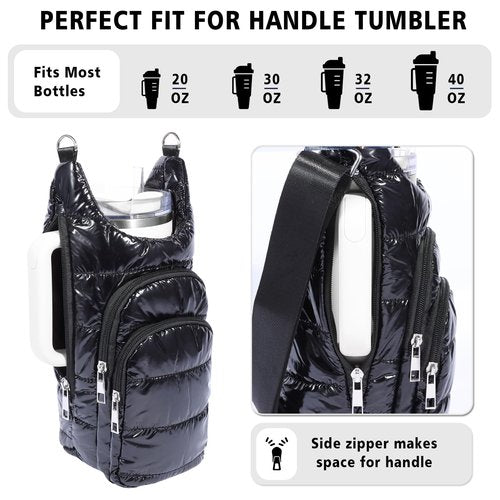 KYTACCU Water Bottle Holder with Strap，Water Bottle Carrier Bag for Stanley 40 oz/30 oz Tumbler with Handle,Water Bottle Crossbody Bag Sling Purse for Walking Hiking