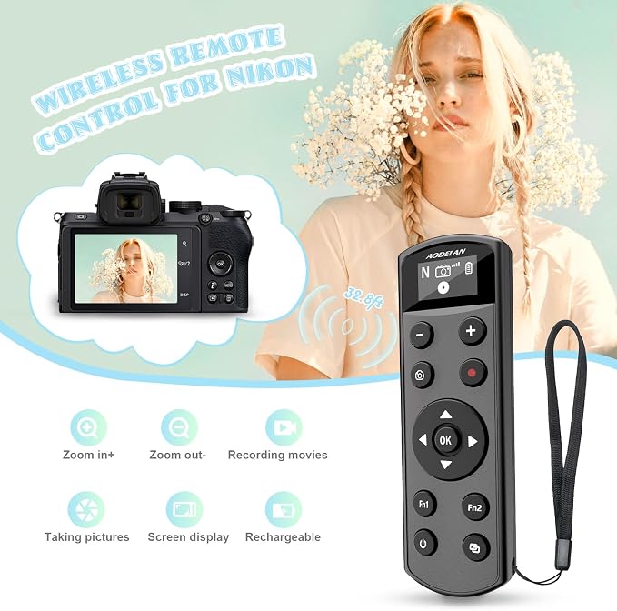 Remote Control for Nikon Camera, USB-C Rechargeable Wireless Shutter Release
