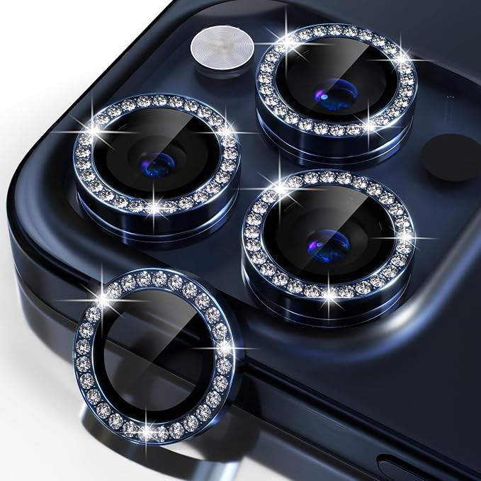 Misea Compatible for iPhone 15 Pro/iPhone 15 Pro Max Camera Lens Protector Bling