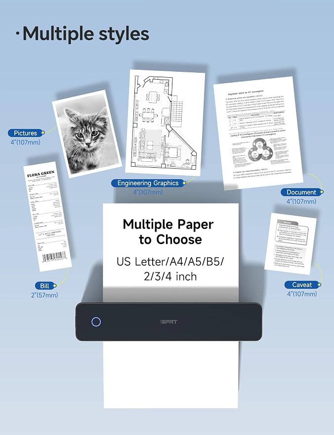iDPRT MT610 Portable Thermal Printer, 203DPI Mobile-Travel-Printers,