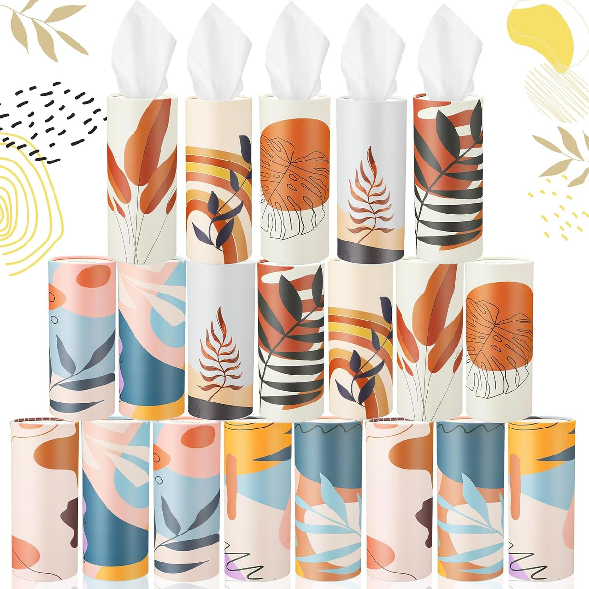 Maxcheck 20 Pack Car Tissue Cylinder with 3 Ply Facial Tissue Bulk, Leopard