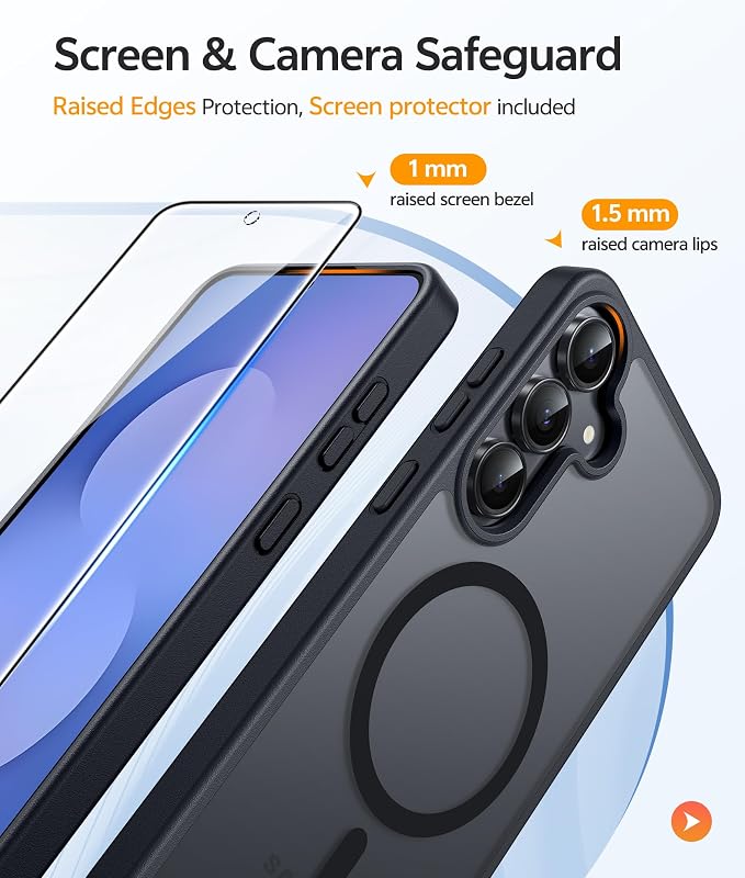 FNTCASE for Samsung Galaxy S25 FE Case: Magnetic Translucent Matte Military