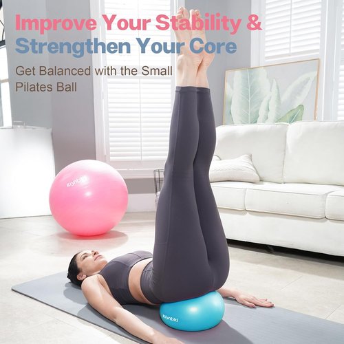 Kisnbld Mini Pilates Ball - 9 Inch Anti-Burst & Slip Resistant Yoga Ball for Stability & Core Strength