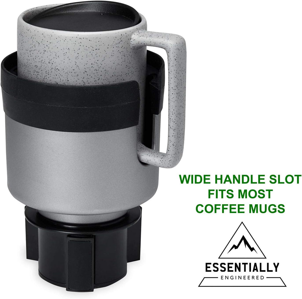 Integral Silver Hydro Expander Car Cup Holder Expander Organizer with Adjustable Base - Rubber Tabs Hold Most 32-40 oz Bottles and Large Cups