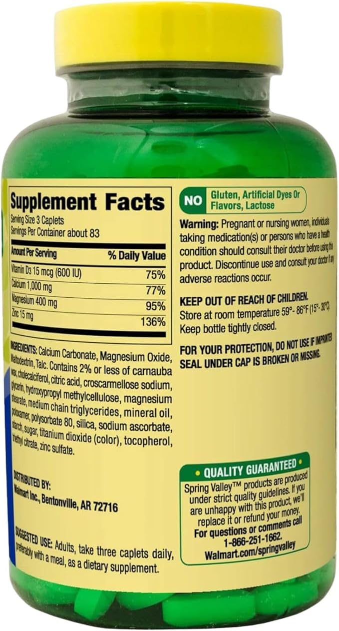 Calcium Magnesium Zinc with Vitamin D3 | Calcium Supplement | Calcium Magnesium Zinc | Calcium 600 mg with vitamin D3 | Calcium Magnesium Supplement + STS Sticker.