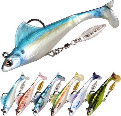 FONMANG Swim Baits for Bass Fishing - Pre-Rigged Soft Plastic Lures | 2.5/3.5 Inch Paddle Tail Design
