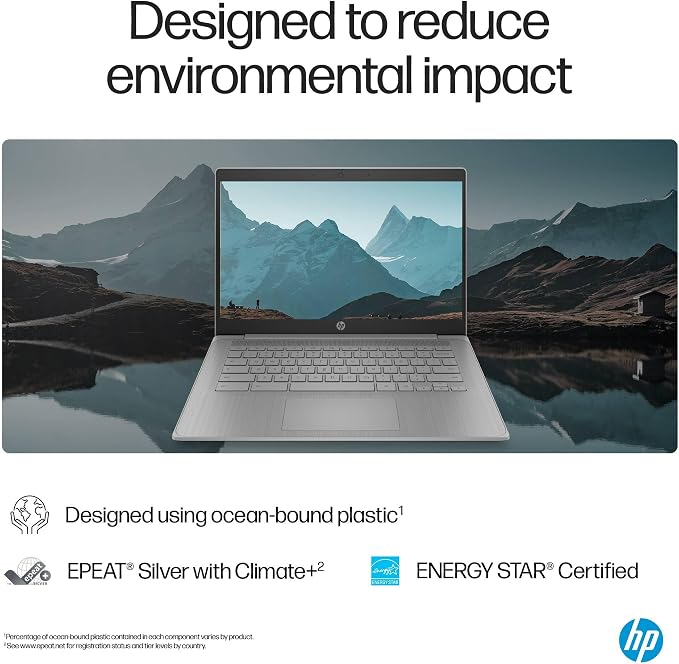 HP 14" Laptop 2026 Student Business, Intel N4500 CPU, 4GB RAM | Copilot AI, Ultra-Portable, Long Battery Life, Fast Charge, Webcam, WiFi 6, Chrome OS for Everyday Use, Gray