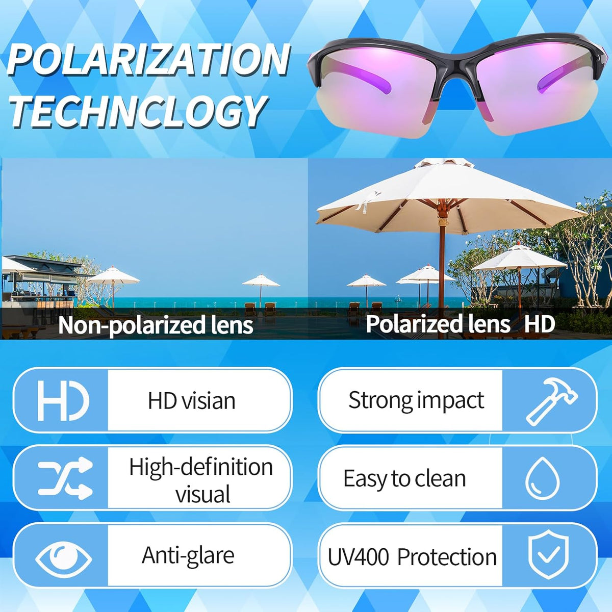 Skiennix Polarized Sports Sunglasses - UV Protection & Lightweight Wraparound Design | 4 Pack for Men & Women