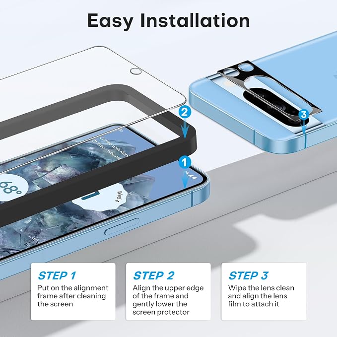 OMOTON for Pixel 8 Pro Screen Protector, 3 Pack for Pixel 8 Pro Tempered Glass