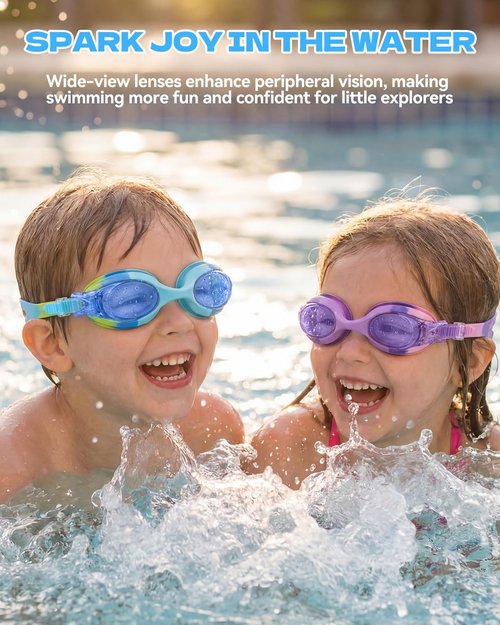 Aegend Swim Goggles for Kids | Anti-Fog Comfort Fit for Ages 3-8 - Perfect for Boys & Girls