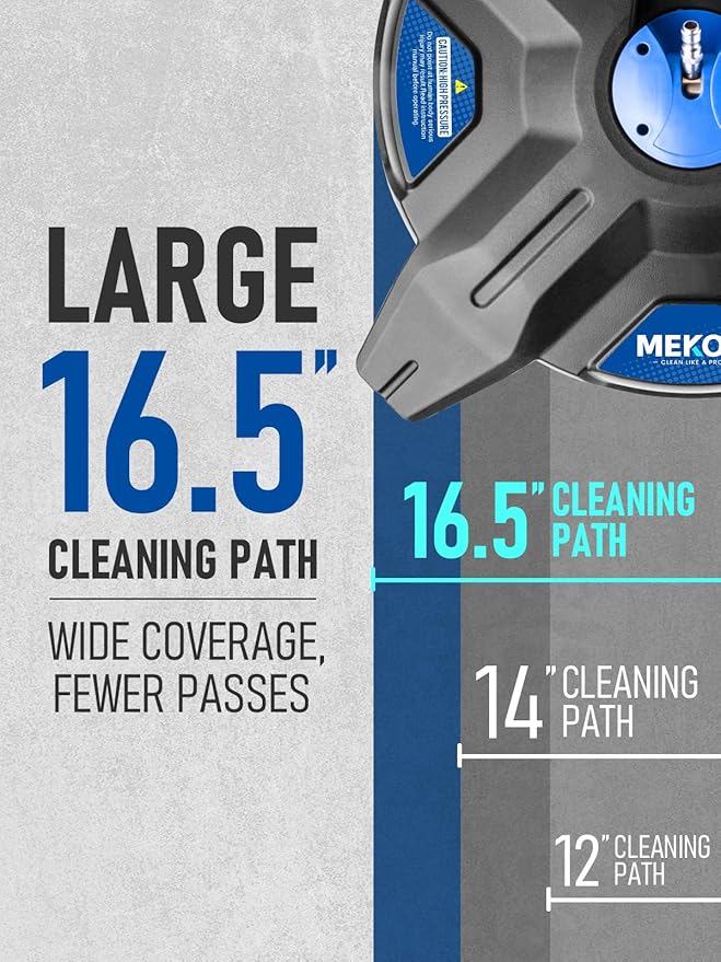 MEKOH 16.5” Pressure Washer Surface Cleaner, Large Lightweight Driveway Pressure Washer Attachment 3600PSI, 4 Caster Wheels, 1/4” Quick Connect, Universal Gas & Electric Power Washer Surface Cleaner