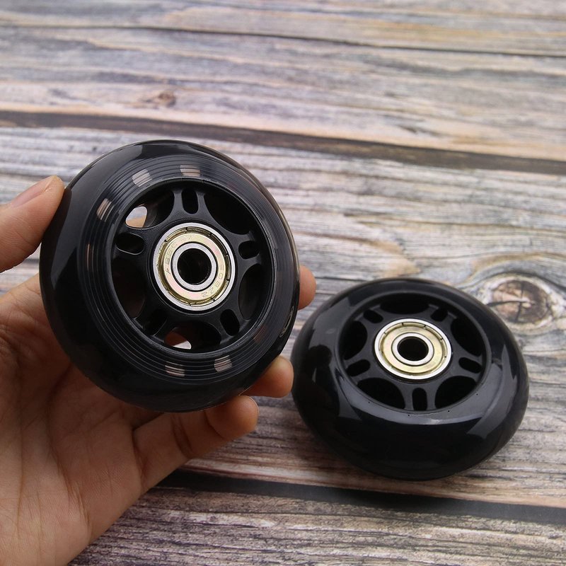 SING F LTD 8pcs 70mm 82A Skating Wheels with ABEC-7 608ZZ Bearing for Boys & Girls Indoor Outdoor Recreational Riding with 6mm White Plastic Spacers Replacement Black PU