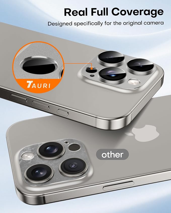 TAURI 2 Pack for iPhone 16 Pro Max/16 Pro Camera Lens Protector, Full Coverage
