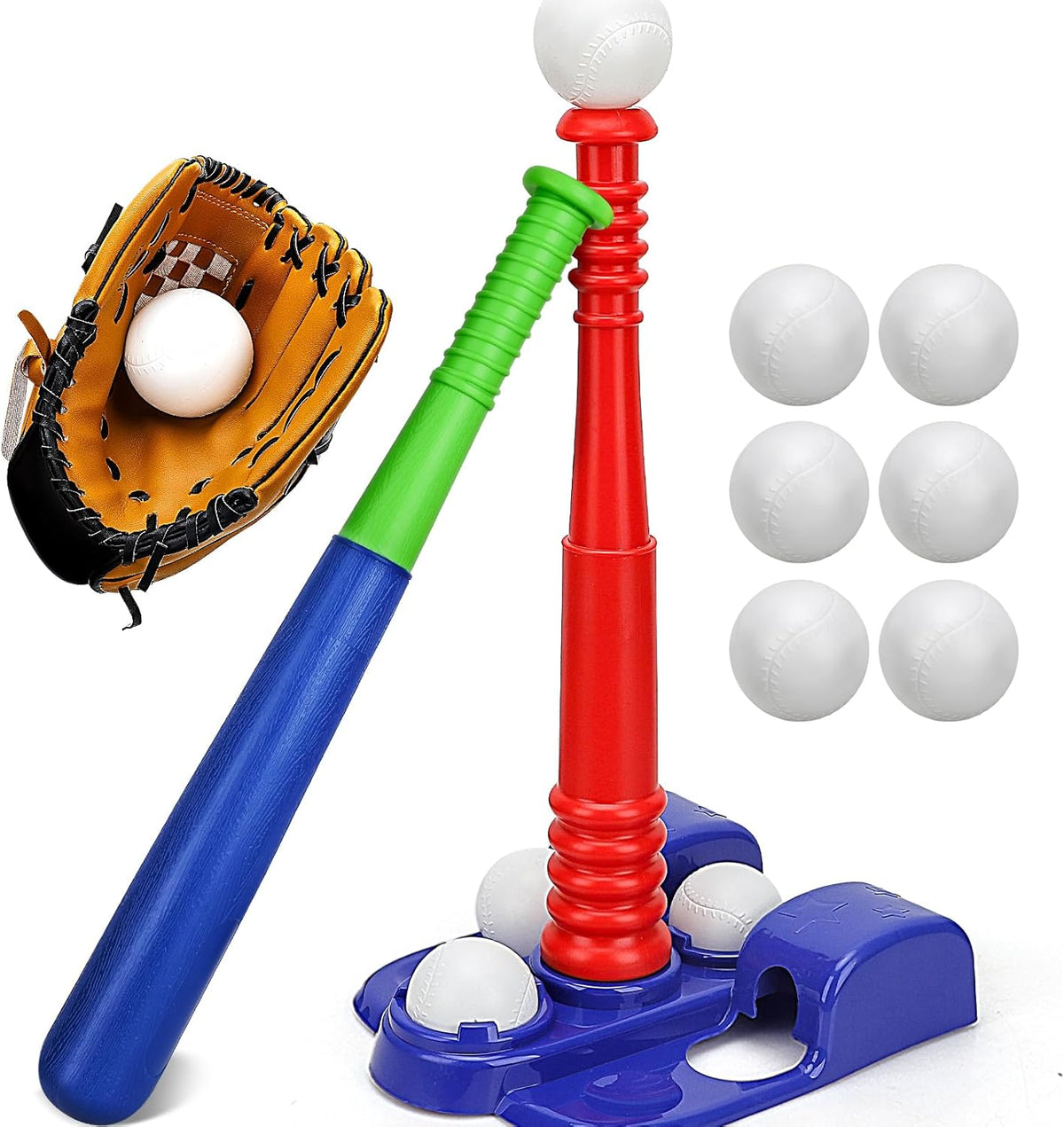 TOY Life T-Ball Set for Kids 3-8 | Toddler Baseball Tee, Bat, Glove & 6 Balls - Perfect Outdoor Gift