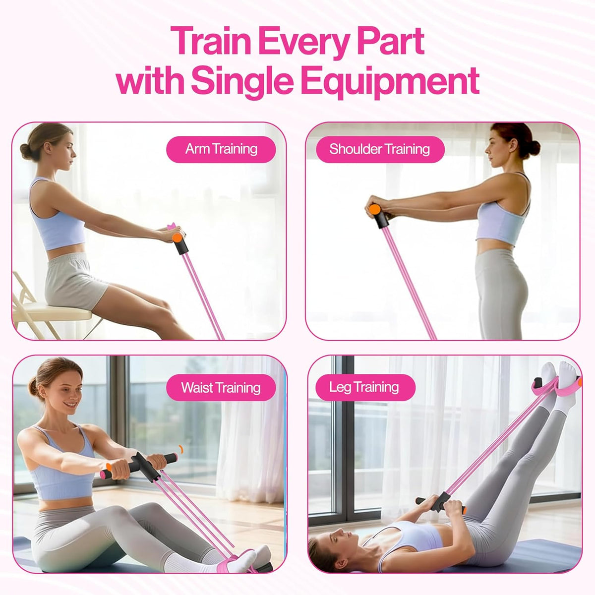 Pedal Resistance Band - 6 Tube Multifunction Foot Pedal for Arm & Waist Training | Home Gym Equipment