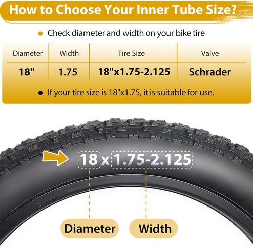 AV32mm Schrader Valve Bike Tubes by [Brand Name] - 2 Pack 18 Inch Butyl Rubber Inner Tubes with Tire Levers | Fits 18 x 1.75-2.125
