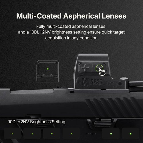 EM1 Enclosed Red & Green Dot Sight - Multi Reticle Micro Reflex Sight with MOS/RMR Adapter Plate | Parallax-Free, RMSc/K Compatible (Black & FDE)