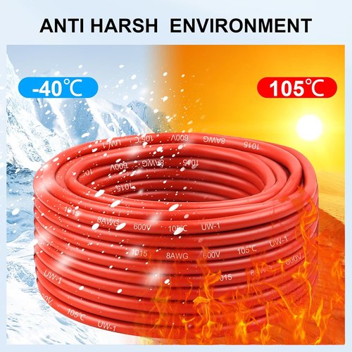 10 AWG Pure Copper Wire - 10 Feet Red & Black Stranded Low Voltage Wire for Solar, Automotive & LED Lighting