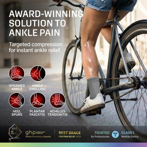 Modvel Ankle Brace - Compression Ankle Sleeve for Sprains & Tendonitis Relief | Right/Left Support