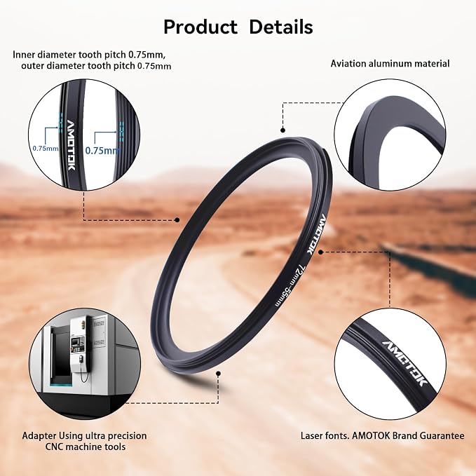 72mm Lens to 55mm Camera Lens Adapter, 72mm-55mm Filter Step-Down Ring