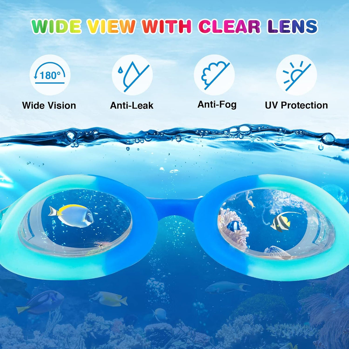XDX Kids Swim Goggles - Anti-Fog UV Protection for Ages 4-14 | 4-Pack for Boys & Girls