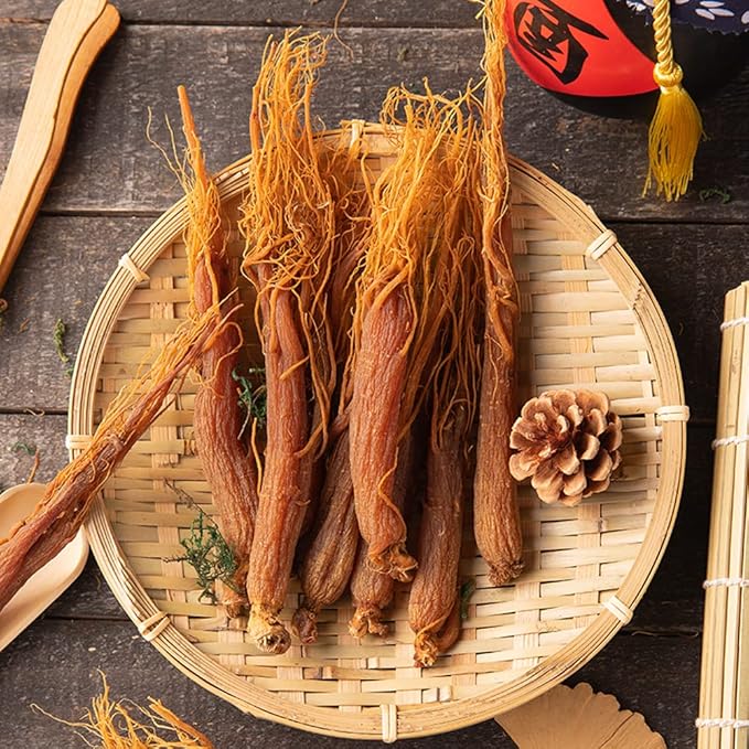 Red Ginseng Roots Whole Root Pieces - Red Panax Ginseng Roots Ginseng Red Ginseng Korean Red Ginseng Supplement Red Ginseng Tea Energy Chews (500 Grams /1.10 lbs)