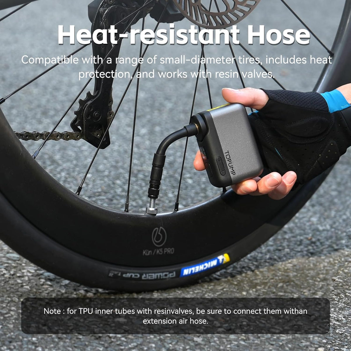 TOPUMP Mini Bike Tire Pump - 120PSI Portable Electric Air Pump with Gauge | Type-C Rechargeable, Auto Stop, Presta & Schrader Compatible