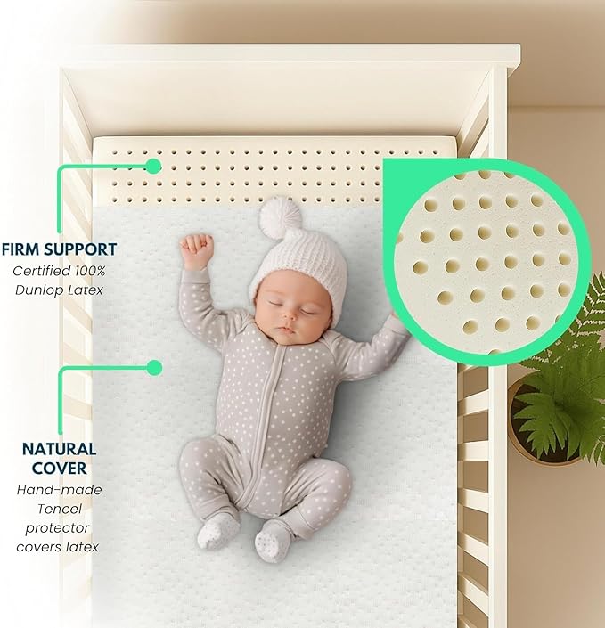 ORGANIC TEXTILES Organic Baby Mattress Topper with Tencel Removable Cover - GOLS/GOTS Certified - Breathable, Hypoallergenic, 2" Bassinet (30"x15")
