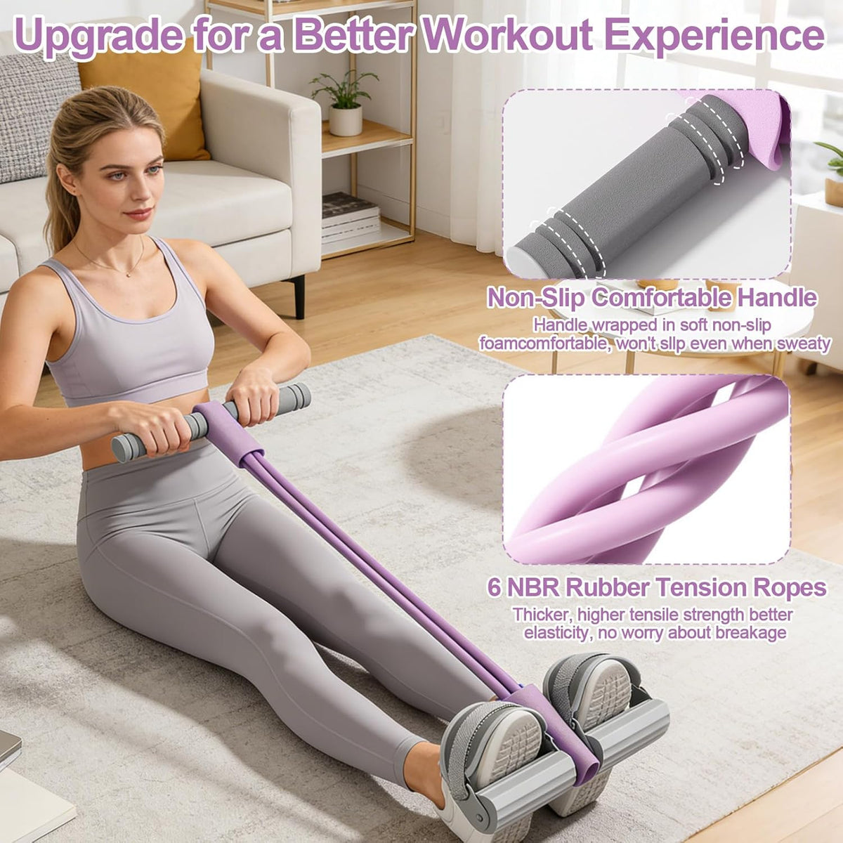 Skiennix Resistance Bands - Adjustable Foot Pedal Design for Full-Body Workouts | 6-Tube Natural Rubber