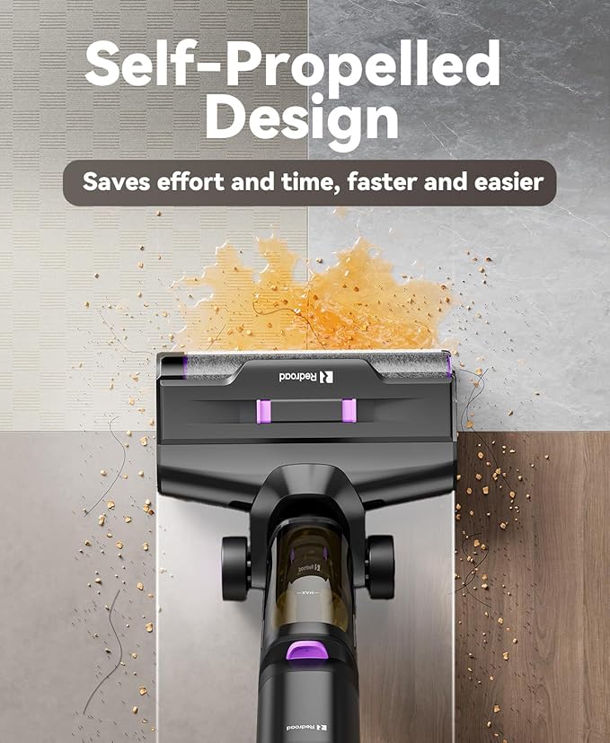 Redroad Wet Dry Vacuum Cleaner 16,000Pa,50Mins Runtime Cleaning Area 3,013 ft²,Cordless Vacuum Cleaner, Cordless Vacuum and Mop All in One,for Hard Floors Sticky Messes and Pet Hair,H15 Set