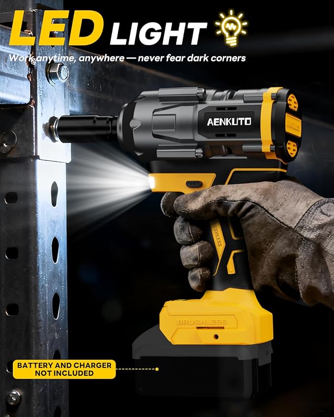 Cordless Impact Wrench for DeWALT 20V MAX Battery,1500Nm (1106 Ft-Lbs) 1/2" Brushless Impact Gun, LED Work Light, 3-Speed High Torque Power Tool for Tire Removal, Rusted Bolts (No Battery)