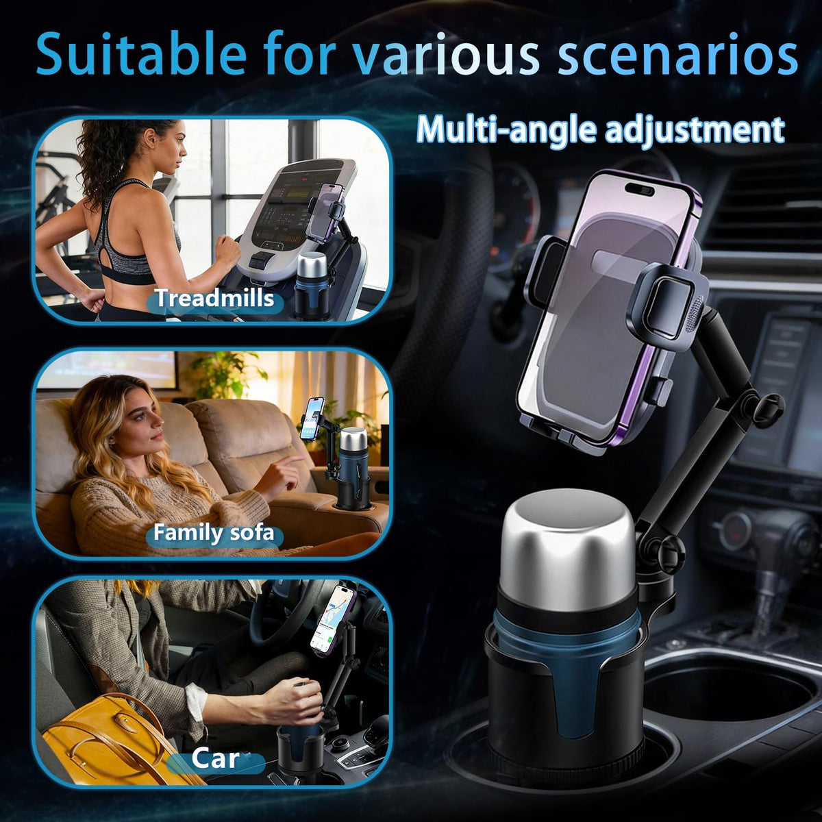SAMPUSS 2-in-1 Phone Holders for Your Car Car Cup Holder Car Phone Holder
