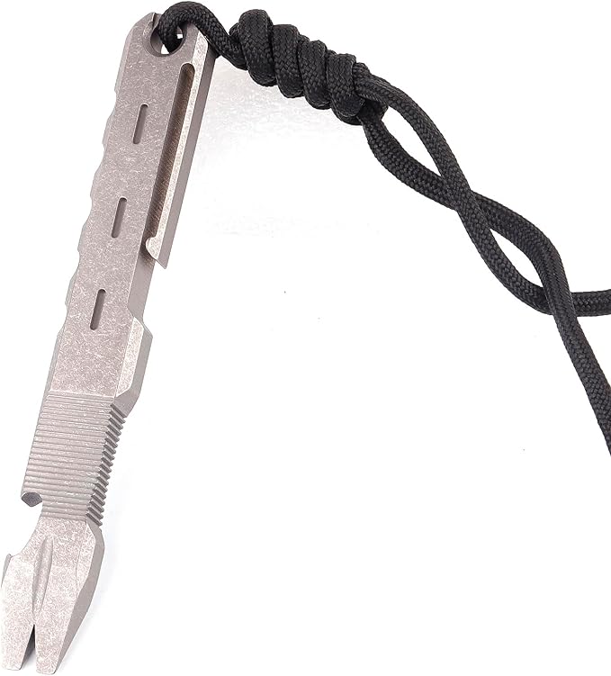 Titanium EDC Pry Bar with Nail Puller Bottle Opener Function with Pocket Clip EDC Tool (Grey)
