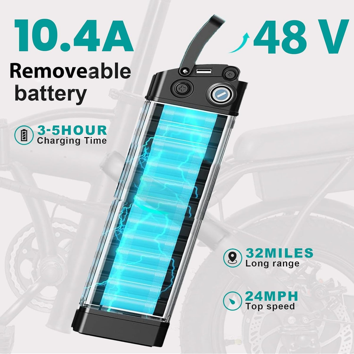 Skiennix Electric Bike - Compact Folding Ebike with 560-740W Motor & 32 Miles Range | 14" Design