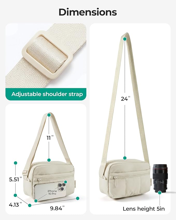 BAGSMART 2 in 1 Puffy Camera Sling Bag Small Camera Shoulder Bag