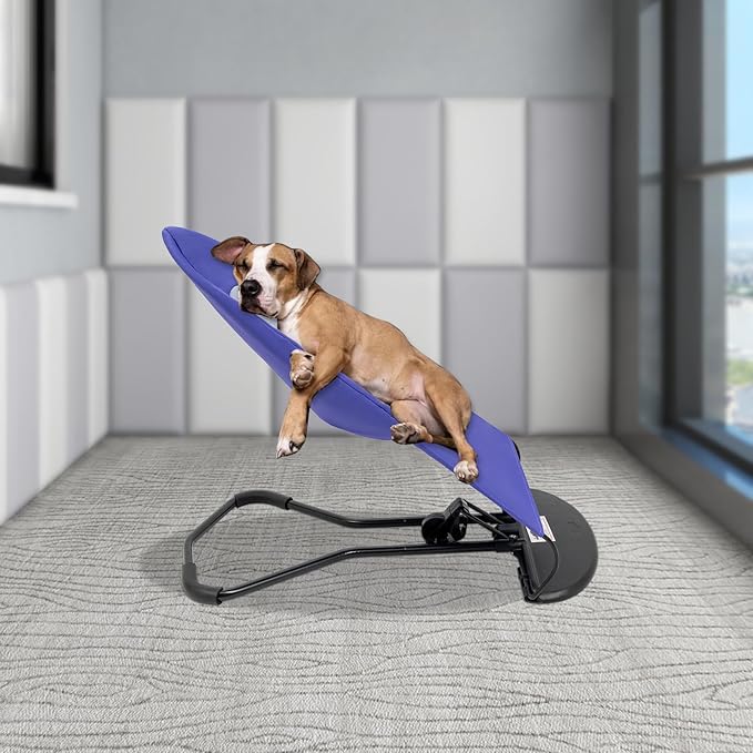 Pet Rocking Chair, Portable Foldable Pet Rocker Bed with 3-Level Adjustable Height, No Assembly Required Breathable Pet Lounger for Small Dogs & Cats Under 33lbs (Purple)