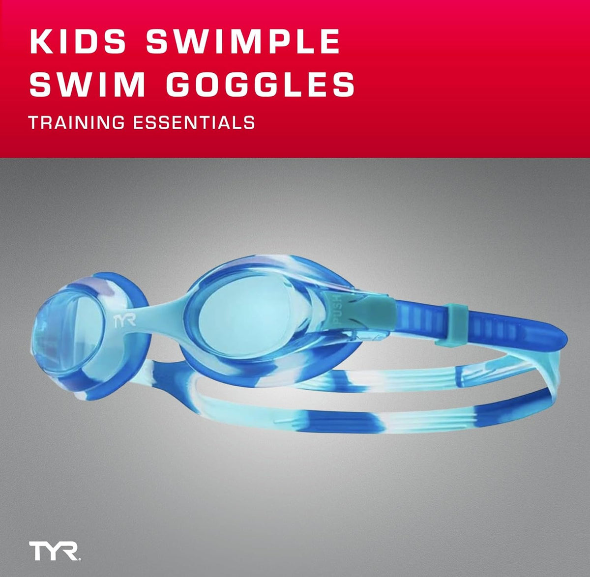 TYR Swimple Kids' Swim Goggles - Colorful Tie-Dye Design for Fun Pool Adventures