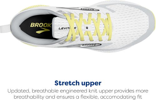 Brooks Women’s Levitate 6 Running Shoes - Lightweight Comfort in White/Oyster/Yellow - Size 5 Medium