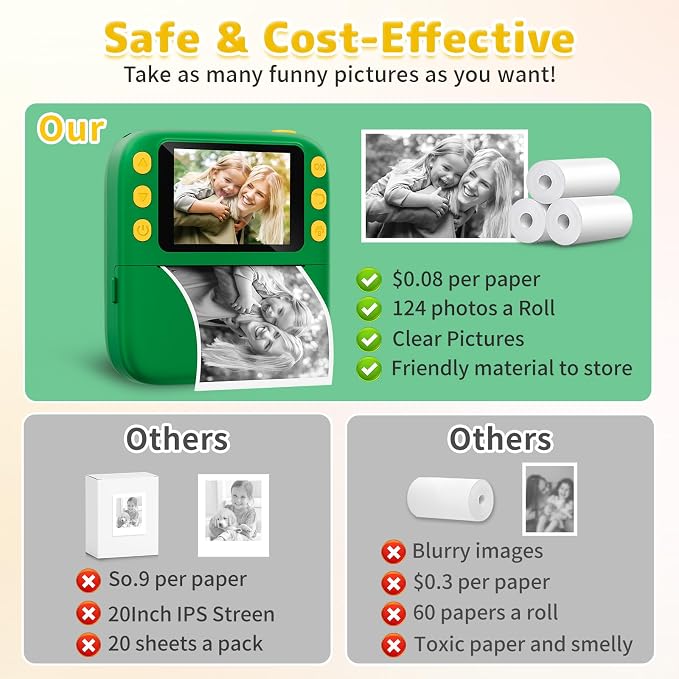 Instant Print Camera for Kids, Christmas Birthday Gifts for Girls Boys