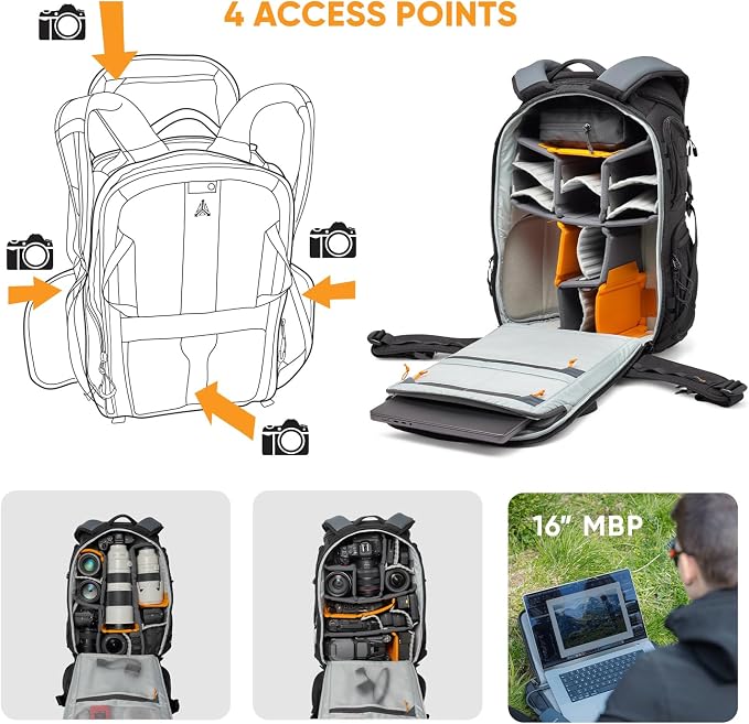 Lowepro ProTactic BP 450 AW III Camera Backpack, 4-point Access, Professional