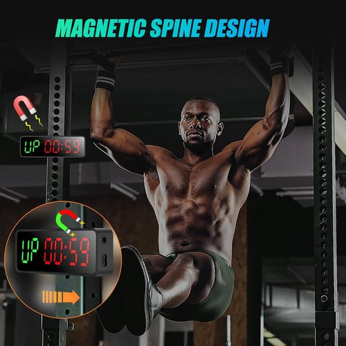 Gym Timer Clock by [Brand Name] - Magnetic Stopwatch with Large LED Display | Ideal for Home Gym & Schools (Matte Black)