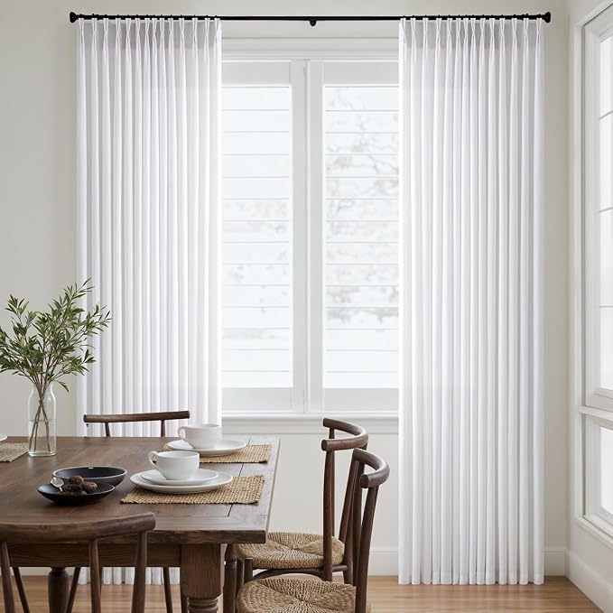 Memory Trained Pinch Pleated Curtains 90 Inches Long, Viral Linen Pinch Pleat