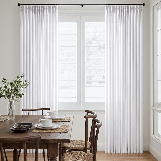 Memory Trained Pinch Pleated Curtains 92 Inches Long, Viral Linen Pinch Pleat