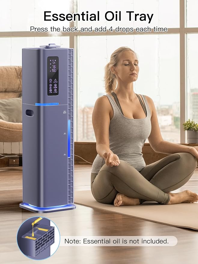 10L/2.64Gal Humidifiers for Bedroom, Top Fill Quiet Ultrasonic Cool Mist Humidifier Large Room, Covers 550ft², 60H Runtime, 24H Timer, 3 Mist Modes Humidifiers for Home, Office, Plants, Purple